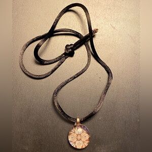Glass bubble necklace with floral design